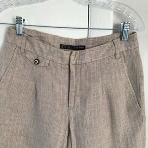 Zara Pleated Linen Cropped Trousers